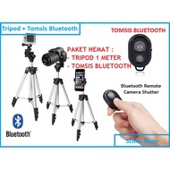 1 meter Tripod Package + Bluetooth Tomsis for Mobiles / DSLR Cameras / Go Pro