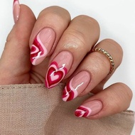 Popular Ice Transparent Sweetheart Wearing Nails Long ins Style High-End Nails Cute Fake Nails y2k Y