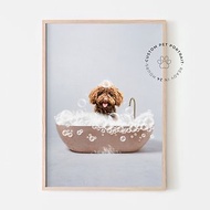 數位 客製化寵物肖像浴缸有趣的狗或貓肖像寵物在浴缸狗選項卡