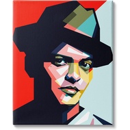 Bruno Mars Modern Pop Portrait Abstract Geometric Pattern Designed By Birch&ink Canvas Wall Art 16 X