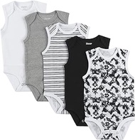 baby-girls Baby Bodysuits, Ultimate Baby Flexy Bodysuits, Infant Sleeveless Bodysuit, 5-pack, White/Grey/Black, 18M-24M