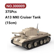 ✨A13 MKI Cruiser Tank WW2 Building Blocks 375 Pcs Third Party Tank Bricks Toy Set Assembly Model