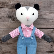 灰負鼠男孩 手工毛絨公仔 負鼠毛絨玩具