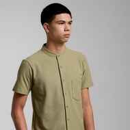 KEMEJA FUJI SHANGHAI COLLAR SHIRT - Shanghai Collar Shirt in Sage Green Kemeja Lelaki