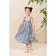 Milam dress with blue pattern