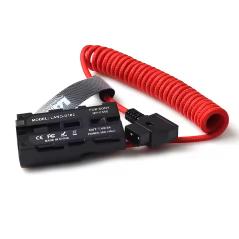 D-Tap Male to DC Coupler Dummy Battery Coiled Nylon Cable for NP-FZ100 or SONY NP-F550