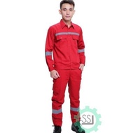 MERAH Shirt+pants Project Work Clothes/Men's Work Clothes/Red Men's Work Clothes