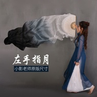 Dance Fan with White Gray Black Antique Style Left Finger Yueru Classical Dance Silk Fan Simulation 