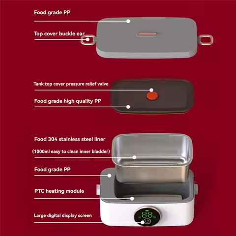 J1UL1N Self Heating Lunch Box Portable Electric Heating Lunch Box For Office, Travel, And Camping