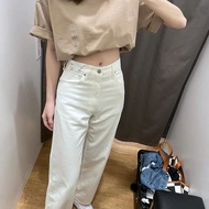 Uniqlo Youjia 2022ใหม่ Ujia ล้างกางเกงยีนส์ Niche เอวลอยเข้ารูปหลวมขากว้างกางเกงขาตรงผู้หญิง451193