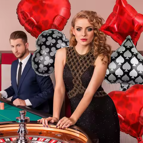 Casino Party Decoration Dice Balloon Lucky 7 Foil Balloon Latex Poker Balloons Casino Poker Party La