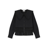 GANNI Women's Stretch Cotton Frilled Shirt 600077172