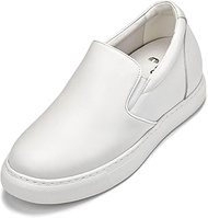Men's Invisible Height Increasing Elevator Shoes - Black Leather Slip-on Lightweight Casual Loafers 