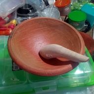 Mortar and Pestle - Clay Mortar and Pestle Diameter 22 cm + Wooden Mortar and Pestle