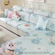 Anti-cat Scratch Sofa Cushion Covers Floral Ice Silk Couch Slipcover Summer Cooling Settee Cover