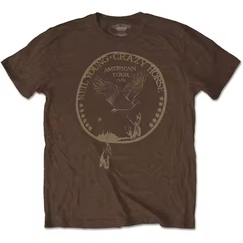 Neil Young Tour '76 Seal T-Shirt Brown New