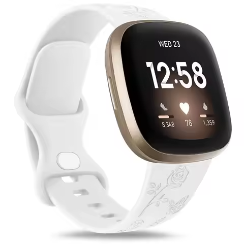 TPU Flower Engraved Band For Fitbit Versa 3/Versa 4 Strap Soft Silicone Watchband For Fitbit Sense/S