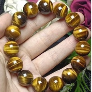 (Certificate) Premium Quality Grade 7A Yellow Tiger eye Stone 14mm+ (附证书)天然收藏级7A黄虎眼石 手串14mm+