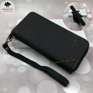 Rush Rider Clutch Long Zip Leather Wallet Genuine Cow Leather Purse Man