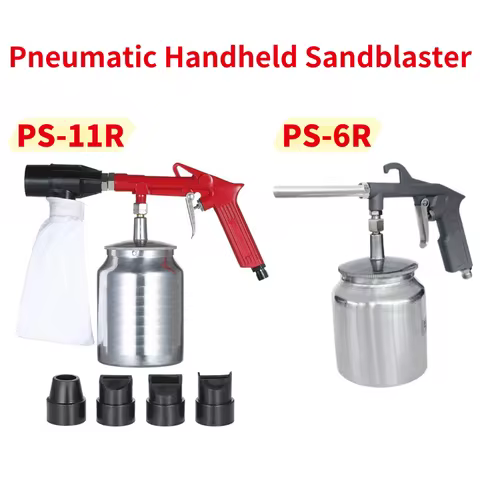 Pneumatic Handheld Sandblaster PS-11R 1/4inch 450ml with 4*Nozzles / PS-6R 1/4inch 750ml Air Sand Bl