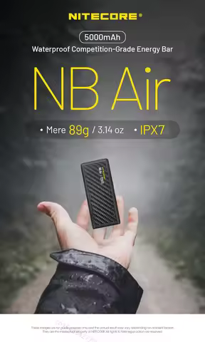 New NITECORE NB Air Power Bank 5000mAh Mobile Powerbank IPX7 Waterproof 18W USB-C Fast Charge PD QC3