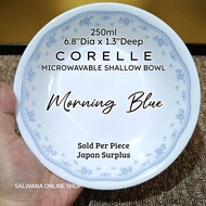 250ml 6.8" CORELLE USA MORNING BLUE MICROWAVABLE SHALLOW BOWL • JAPAN SURPLUS