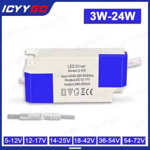 LED Constant Current Driver 1W 3W 4W 7W 8W 12W 15W 24W LED Driver 240-260MA 5-12V 12-17V 14-25V 18-4