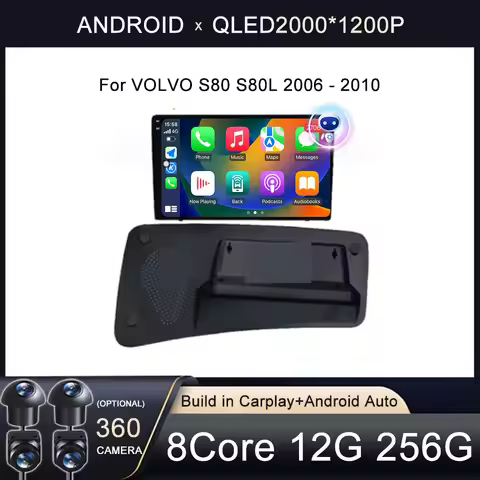Android 16 Carplay Auto For VOLVO S80 S80L 2006 2007 2008 2009 2010 GPS Autoradio Multimedia Player 