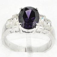 Women's Ring Ori Silver 925 Purple & White CZ Fancy SZ 7.75
