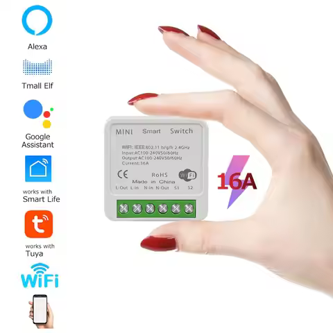 Mini Wifi Smart Switch 2 Way Control Tuya 16A DIY Light Switches Alexa Yandex Alice Smart Google Hom