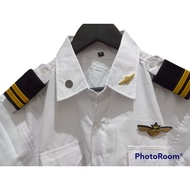 KEMEJA (GUARANTEED) COMPLETE Garuda pilot uniform shirt package complete with wing, skyteam pin, 737