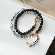 6mm天然降真香木珠 黑髮晶925銀悟空隔珠設計多圈手串手持fs
