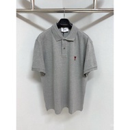 Ami Paris Heart Embroidery Polo Shirt Short Sleeve