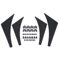 casytw 4pcs Car Front Bumper Lip Splitter Fins Canards Body Spoiler Universal Black