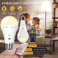 10W Rechargeable Light Bulb with Remote Control E27/E26 Dimmable Battery Powered Light Bulbs Emergen