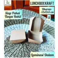 Kraft Paper Lunch Box, UK: 12x12x5 cm S ( Kraft Laminated Inside)/ Rice Box/
