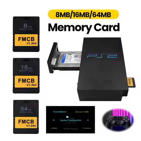 Memory Card Free Game Data Stick Module McBoot v1.966 8MB/16MB/32MB/64MB for Sony PS2 Playstation FM