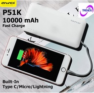 Awei Magetic Wireless Powerbank ★  Portable Charger Built-in Cables ★ High Capacity Fast Charge