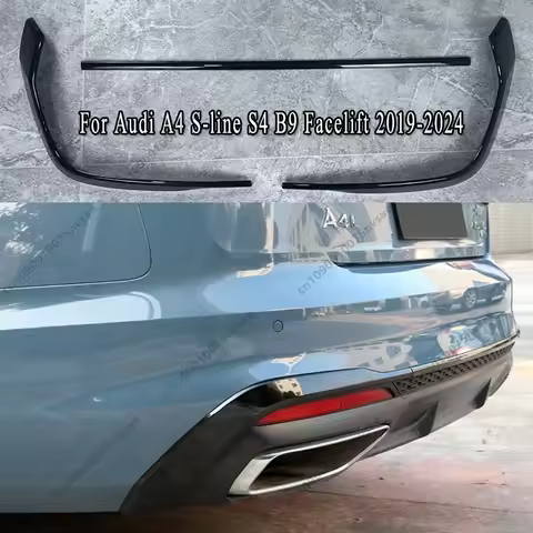 Rear Bumper Blackened Decorative Strips for Audi A4 S-Line S4 B9.5 Audi B9 Facelift 2019-2024 Sedan/