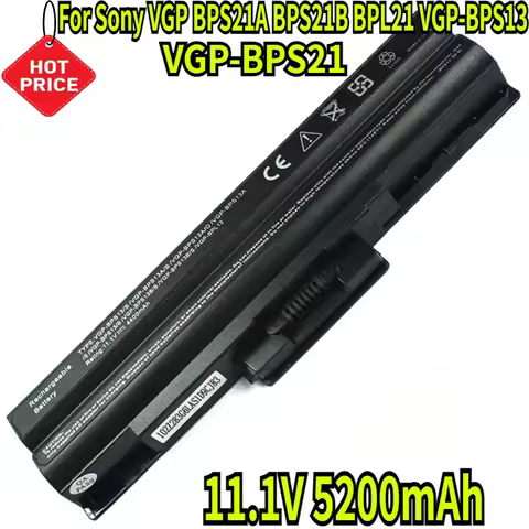 11.1V 5200mAh VGP-BPS21 VGP-BPS21A VGP-BPS13 SR45H Battery For Sony VGP BPS21A BPS21B BPL21 VGP-BPS1