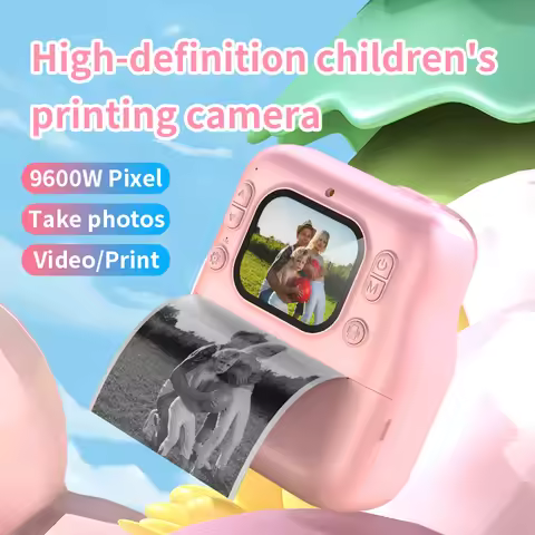Instant Kids Photo Camera Instant Camera with Unicorn Lens Cap Printing Paper & 32G SD Card Gift For