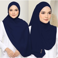 READY STOCK Shawl Chiffon Curve navy blue