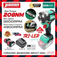 【100% ORIGINAL】DCA ADPL208 20V 208NM Brushless Cordless Impact Drill c/w 2Bat4.0Ah + Charger