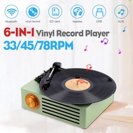 6-IN-1 2.5Inches 33/45/78RPM Vinyl Record Player/bluetooth/USB/SD/Headphone Record Player With Built