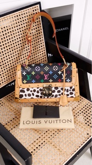 LV x 村上隆限定03年黑三彩马毛奶牛纹苏哈里手提包