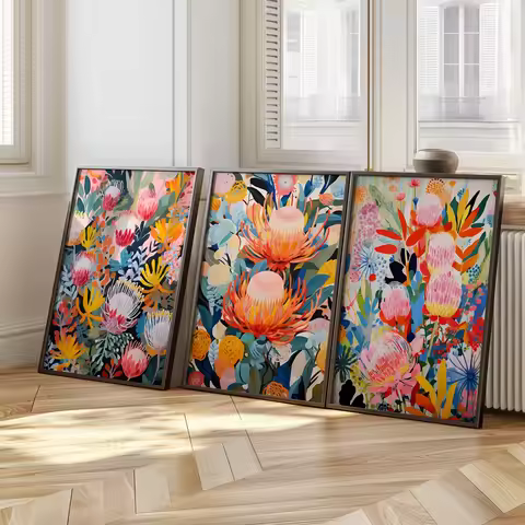 1/3pcs Australia Banksia Flowers Plants Canvas Prints Native Flower Wall Art Posters for Modern Flow