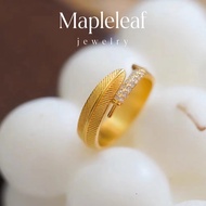 Original 916 gold set with white stone feather adjustable women's ring Accessories Jewelry Gifts cin