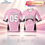 Cute Pink ITZY Yuna No.5 Print SporJersey Quick Dry Short Sleeve Jersey Family Matching Parent Kids 