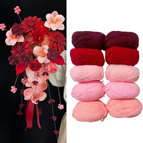 Valentine's Day 10PCS 4ply Red Series Yarn Milk Cotton Yarn Combination Knitting Yarn Set for Handma
