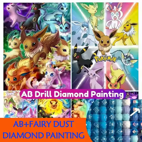 Fairy dust AB 2025 Eevee Pokémon AB Diamond Painting New Classic Anime Cartoon 5DDIY Full Cross Stit
